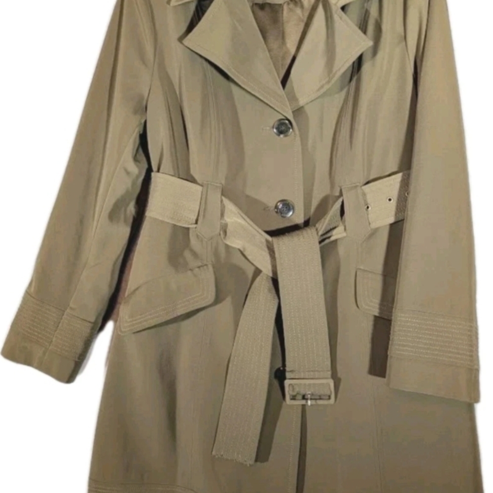 Jones New York Trench Coat Women's XL Classic Khaki Beige Y2K Lined NWOT